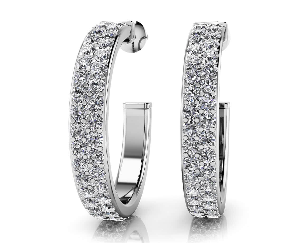 Classic Double Row Lab-Grown Diamond Round Hoop Earrings with 2.02 ct.(finished) 1.7mm