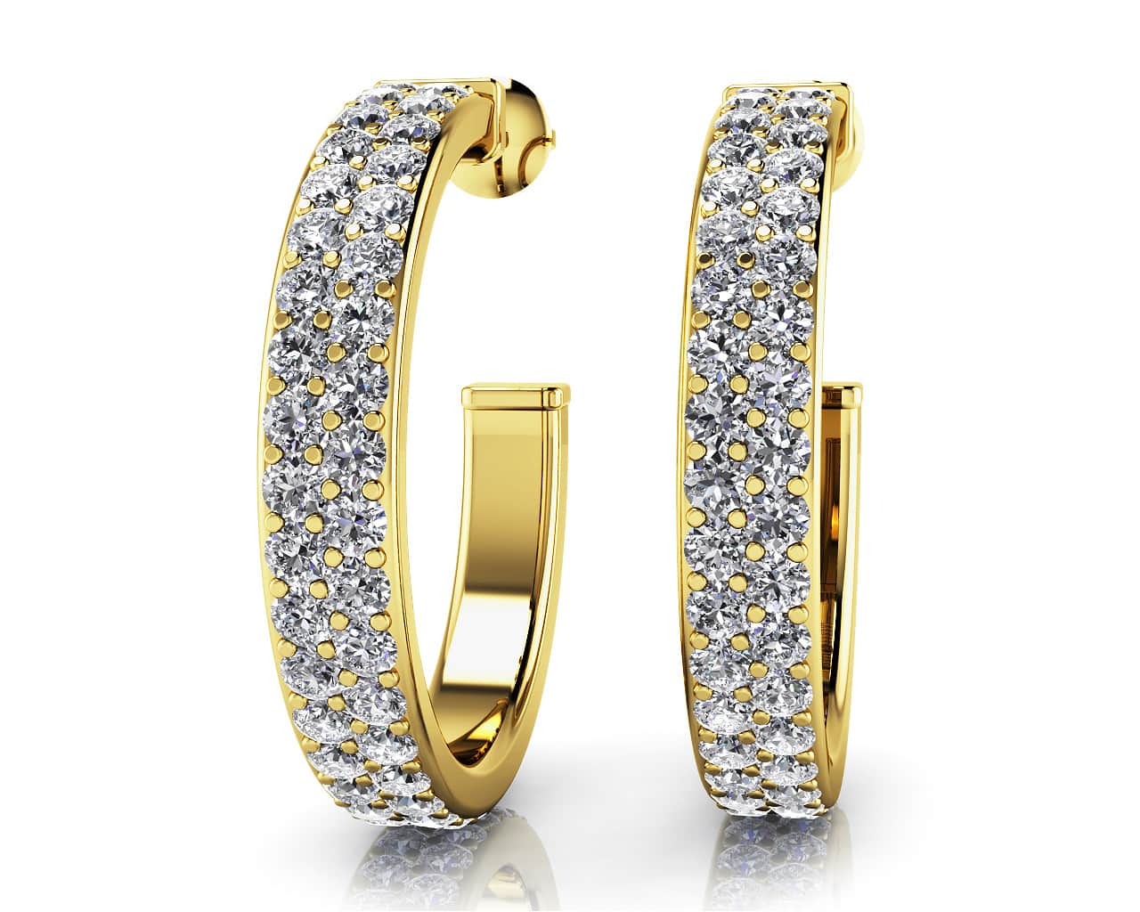 Classic Double Row Lab-Grown Diamond Round Hoop Earrings with 2.50 ct.(finished) 1.8mm - Image 2