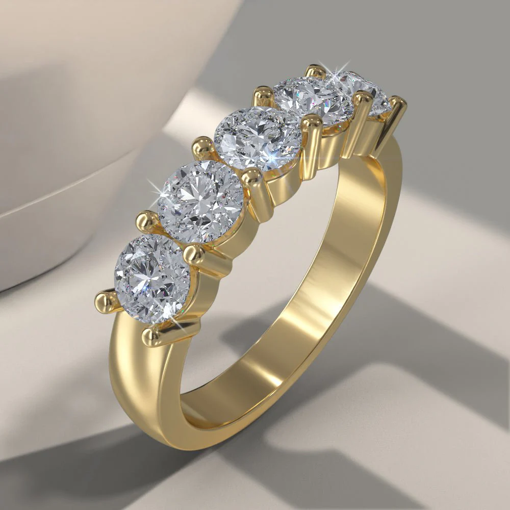 Classic Five Diamond Anniversary Diamond Ring with 0.75 ct.(finished) 3.4mm - Image 4