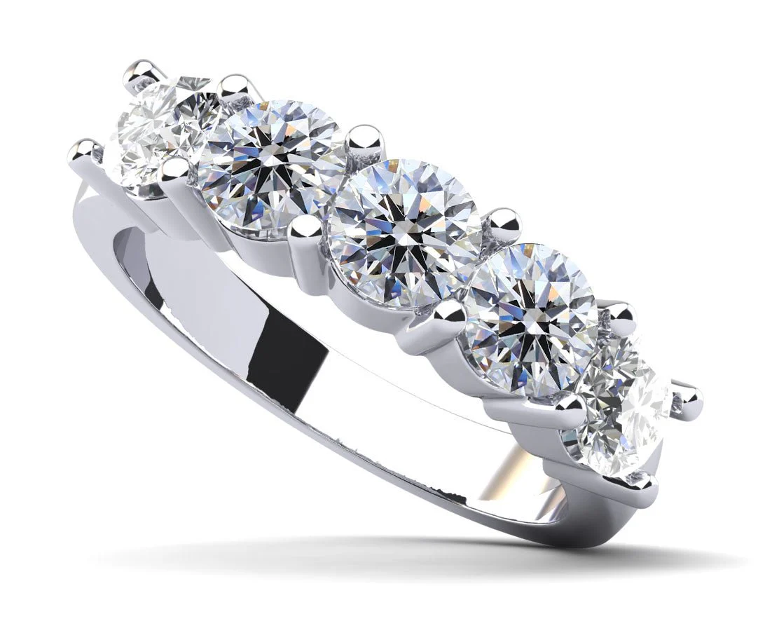 Classic Five Lab-Grown Diamond Anniversary Ring with 0.50 ct.(finished) 2.9mm