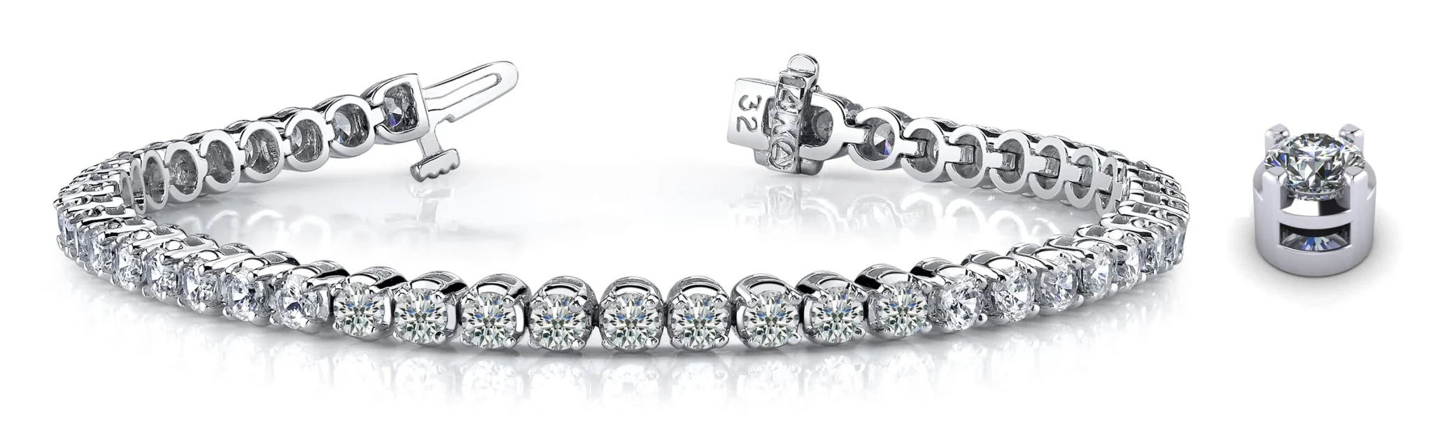 Classic Four Prong Lab-Grown Diamond Tennis Bracelet with 5.52 ct.(finished) 3.2mm - Image 5