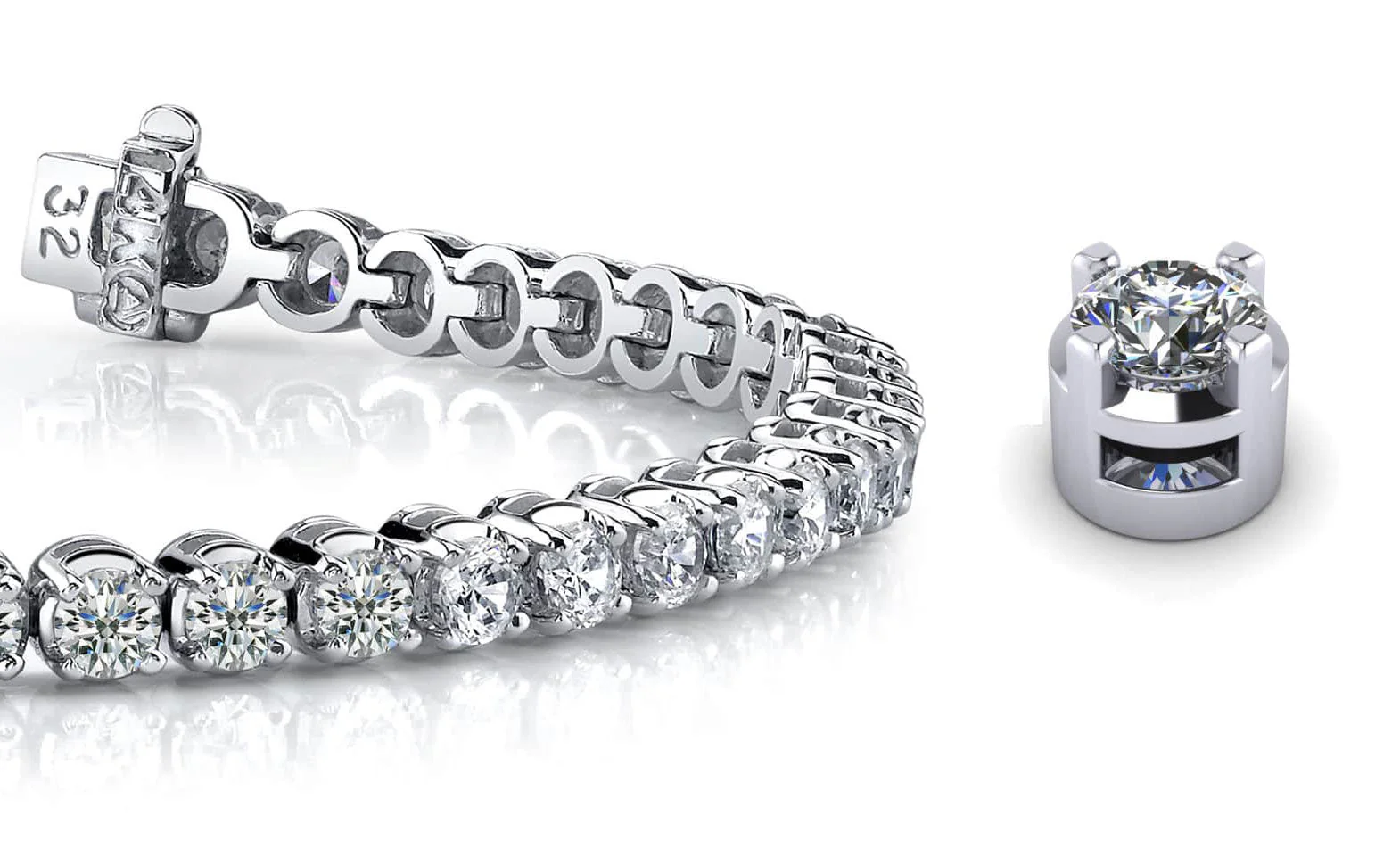 Classic Four Prong Lab-Grown Diamond Tennis Bracelet with 9.52 ct.(finished) 4.2mm