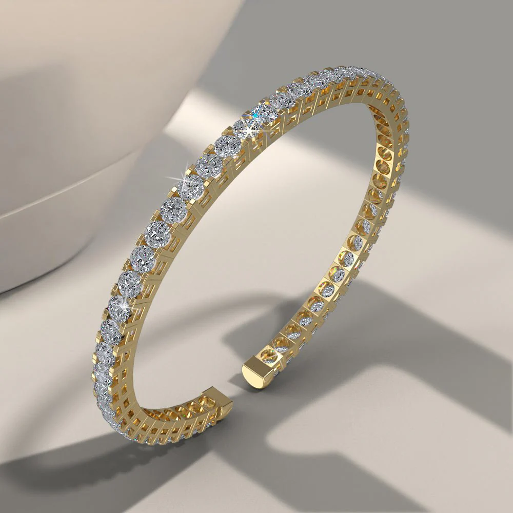 Classic Four Prong Flexible Diamond Bangle with 5.50 ct.(finished) 3.2mm - Image 4