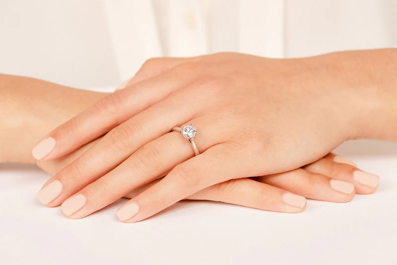 Classic Four Prong Round Cut Solitaire Ring Diamond with 0.50 ct. (0.50 ct. center diamond) - Image 5