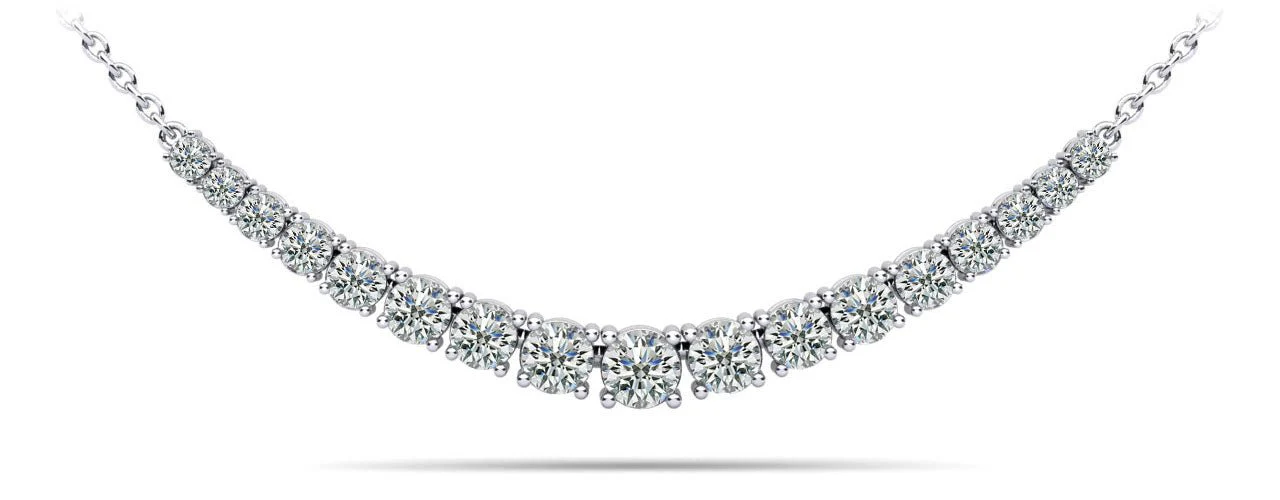 Classic Graduated Tennis Necklace With Diamond Chain with 1.10 ct.(finished)