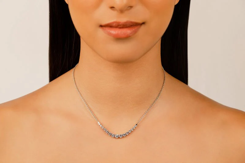Classic Graduated Tennis Necklace With Chain Lab-Grown Diamond  with 1.10 ct.(finished) - Image 3