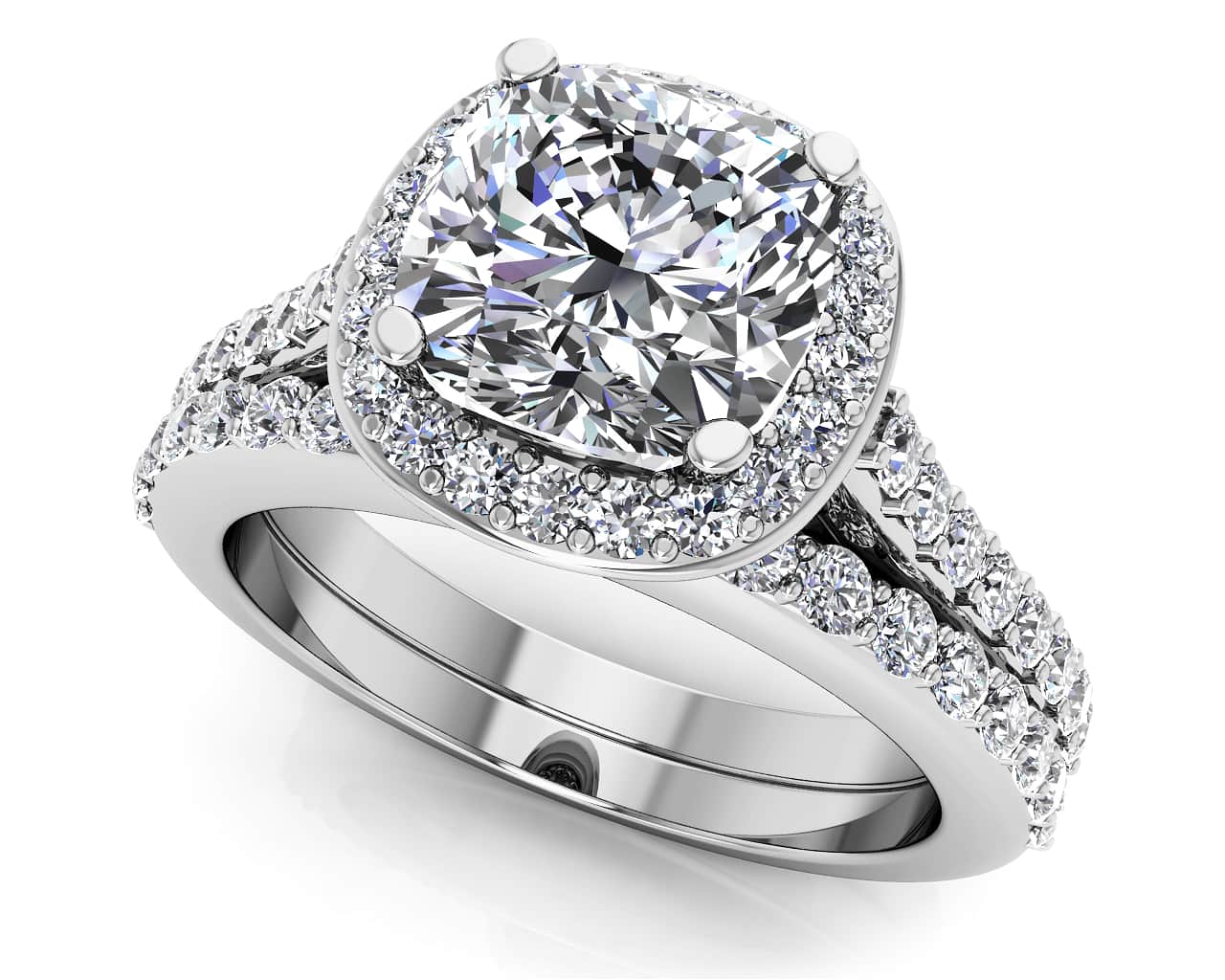 Classic Love Cushion Frame Bridal Set Diamond  with 1.73 ct. (1.00 ct. center diamond)