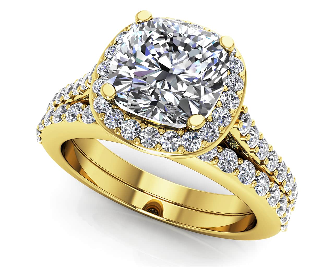 Classic Love Cushion Frame Bridal Set Diamond with 2.26 ct. (1.50 ct. center diamond) - Image 2