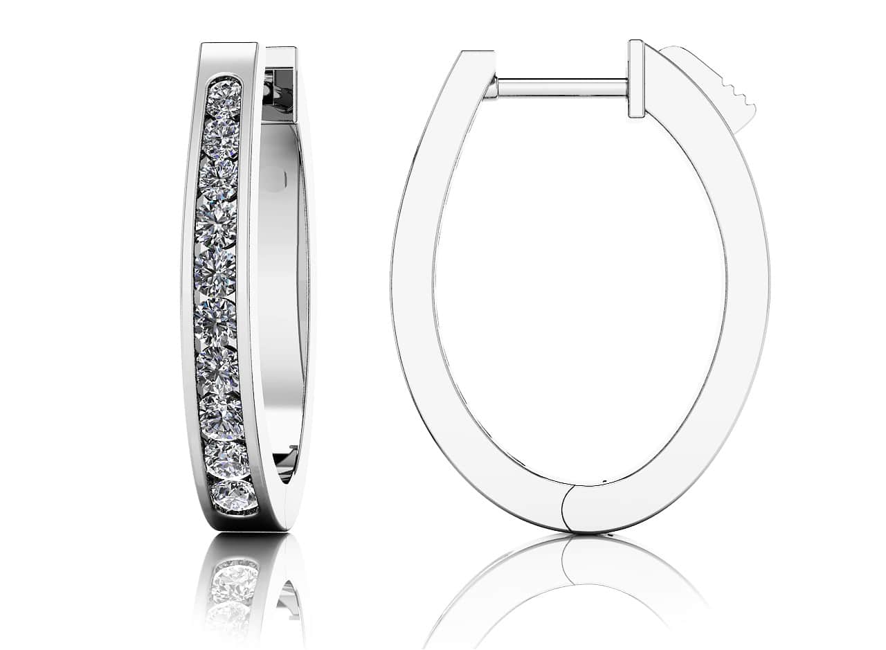 Classic Oval Diamond Hoop Earrings with 0.49 ct.(finished) 1.5mm, 1.75mm, 2mm