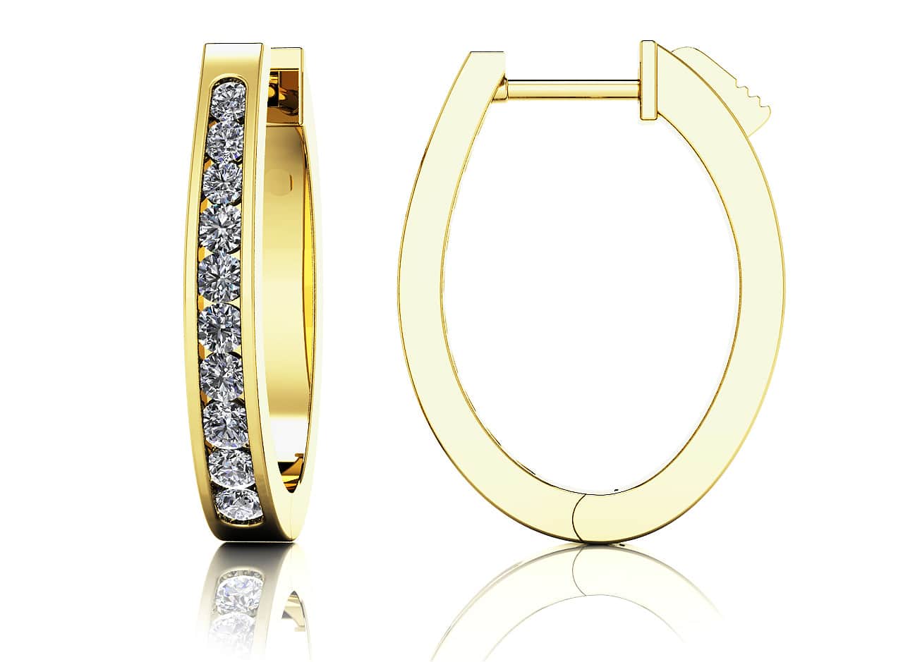 Classic Oval Diamond Hoop Earrings with 0.49 ct.(finished) 1.5mm, 1.75mm, 2mm - Image 2