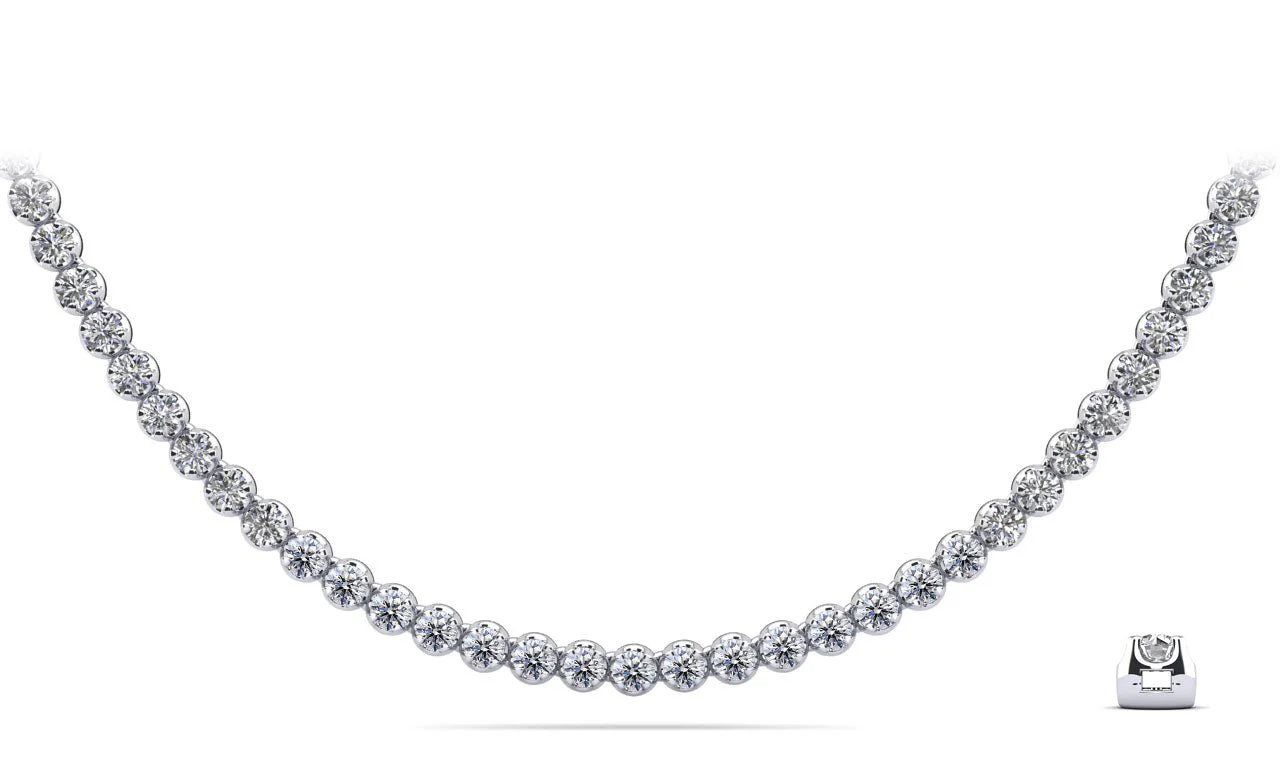 Classic Riviera Tennis Diamond Necklace with 9.39 ct.(finished) 2.8mm