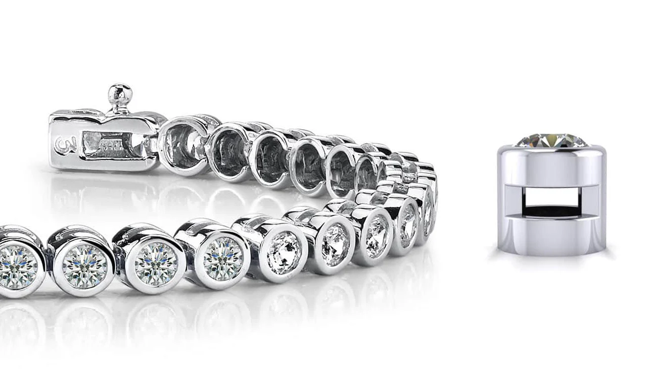 Classic Round Bezel Set Diamond Tennis Bracelet with 2.08 ct.(finished) 2.25mm