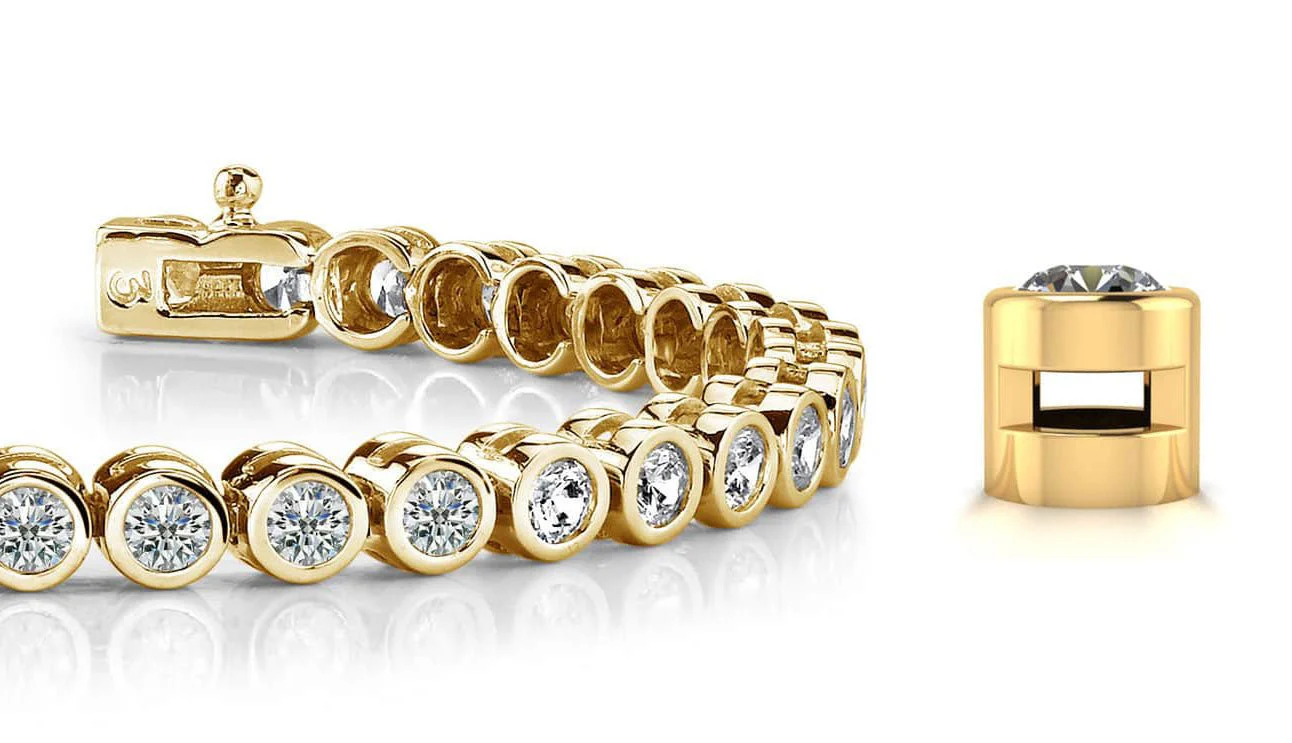 Classic Round Bezel Set Diamond Tennis Bracelet with 2.08 ct.(finished) 2.25mm - Image 2