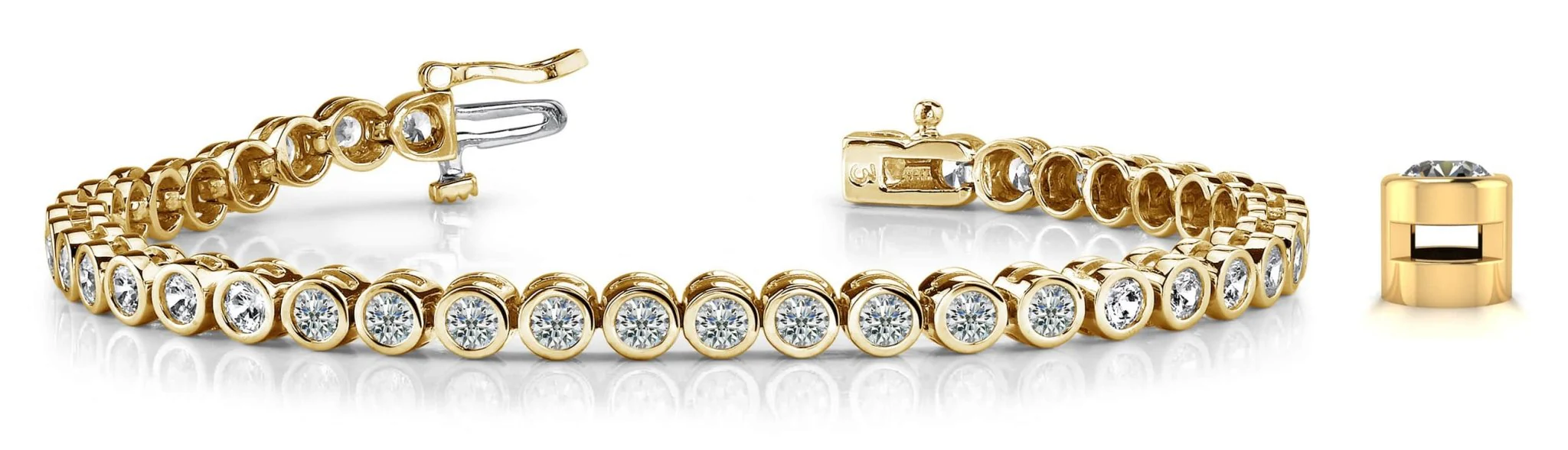 Classic Round Bezel Set Diamond Tennis Bracelet with 2.08 ct.(finished) 2.25mm - Image 5