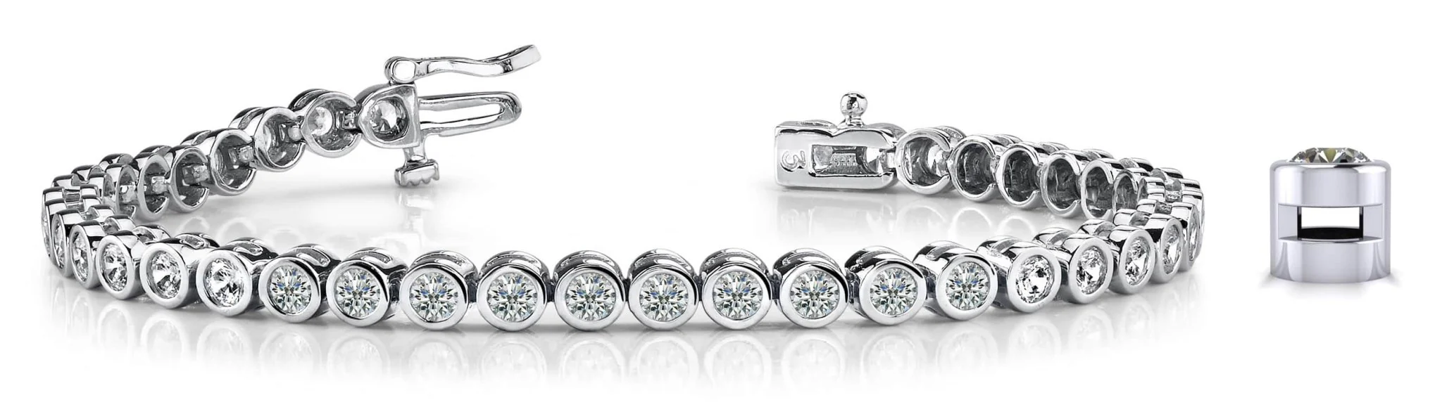 Classic Round Bezel Set Lab-Grown Diamond Tennis Bracelet with 2.08 ct.(finished) 2.25mm - Image 4