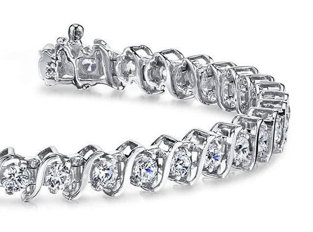 Classic S Shaped Diamond Tennis Bracelet with 2.48 ct.(finished) 2.25mm