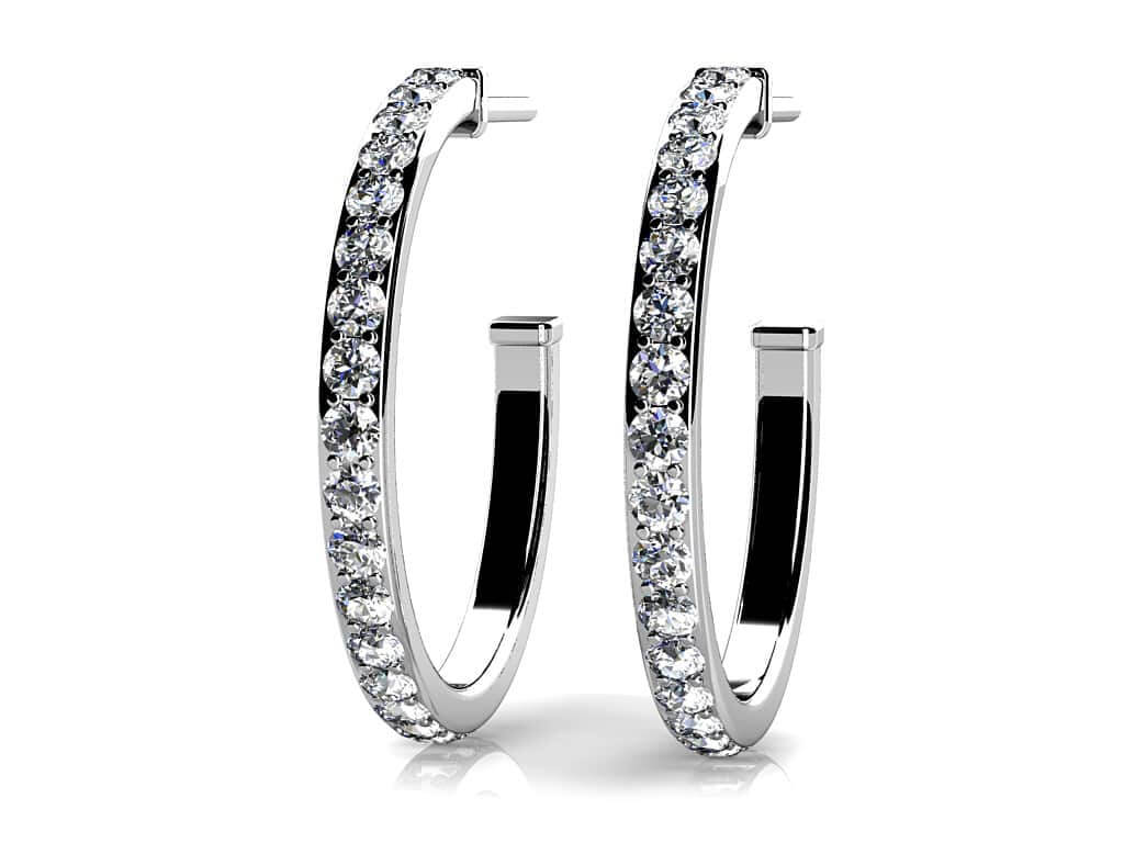 Classic Single Row Diamond Round Diamond Hoop Earrings with 1.50 ct.(finished) 1.9mm