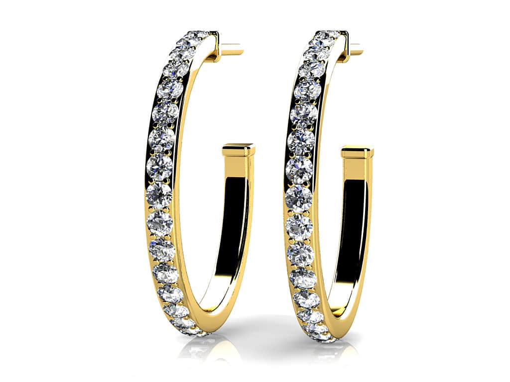 Classic Single Row Lab-Grown Diamond Round Hoop Earrings with 1.01 ct.(finished) 1.7mm - Image 2