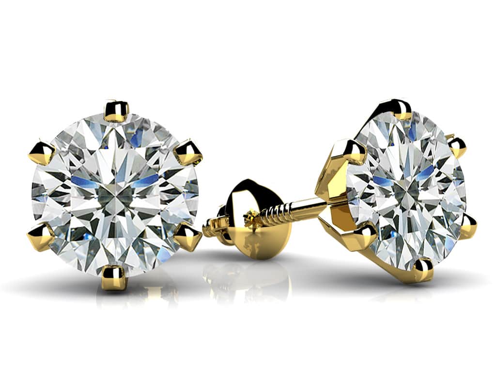 Classic Six Prong Lab-Grown Diamond Stud Earrings with 1.26 ct.(finished) 5.4mm - Image 2