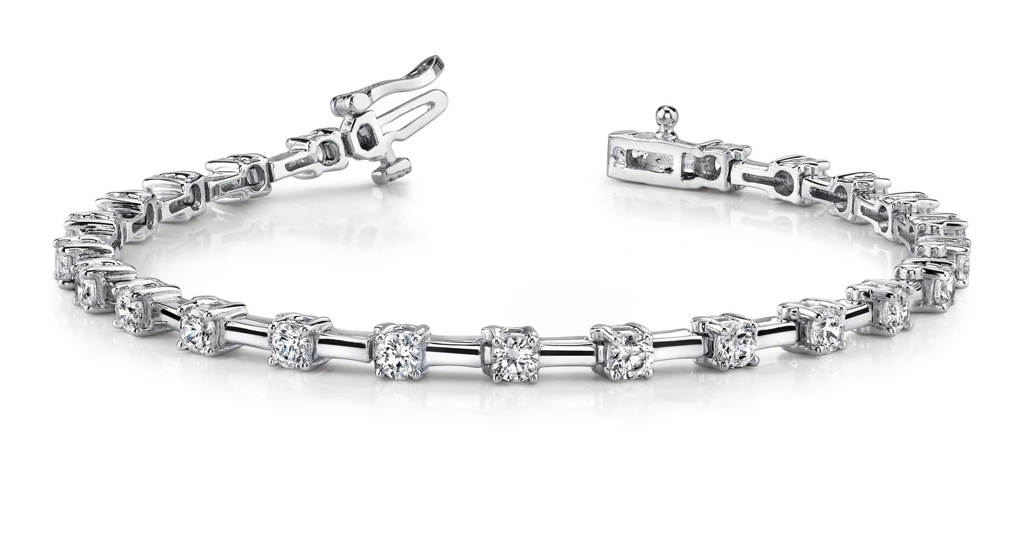 Classic Solid Rectangle Link Diamond Bracelet with 1.02 ct.(finished) 2mm - Image 4