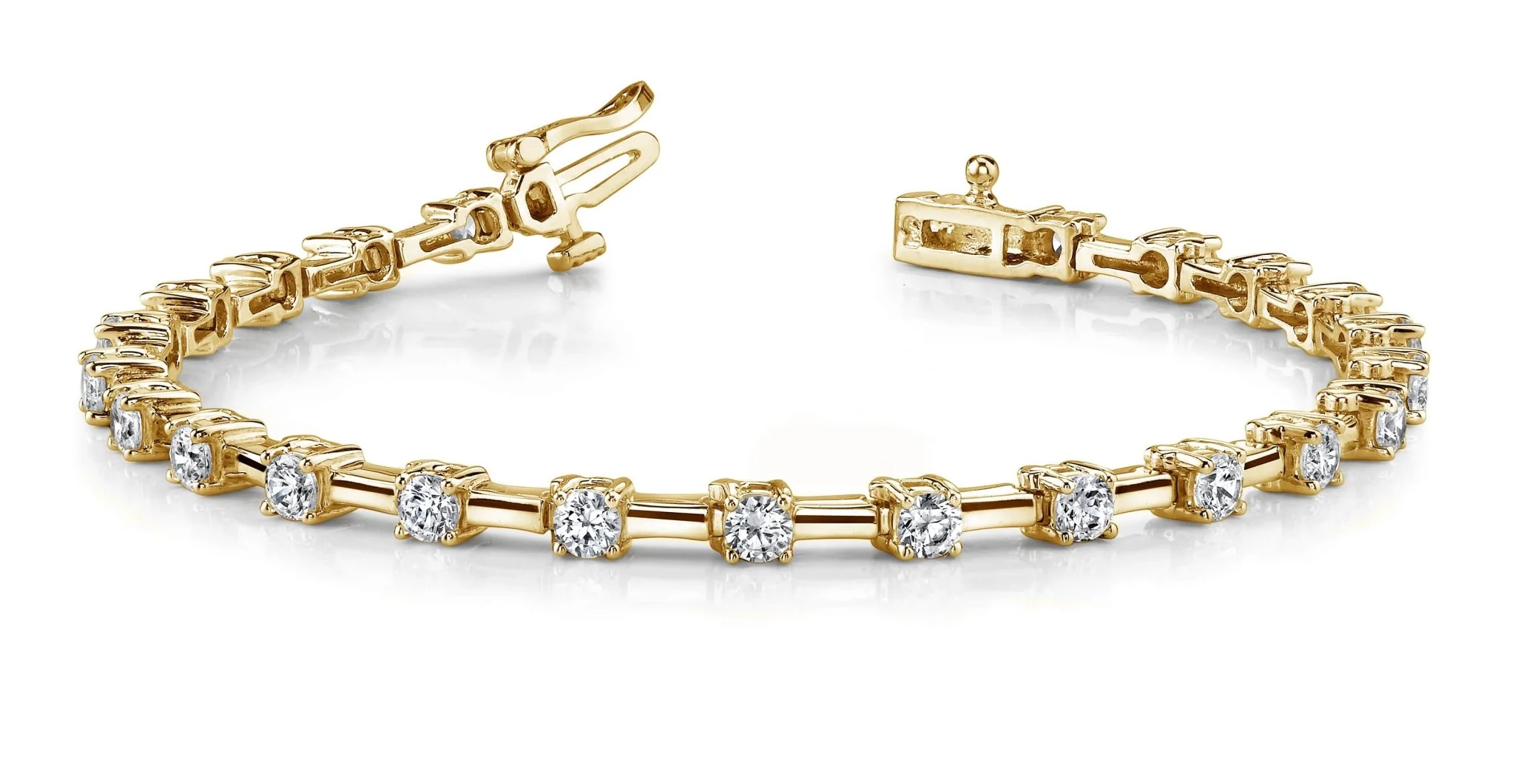 Classic Solid Rectangle Link Diamond Bracelet with 3.00 ct.(finished) 3.2mm - Image 5