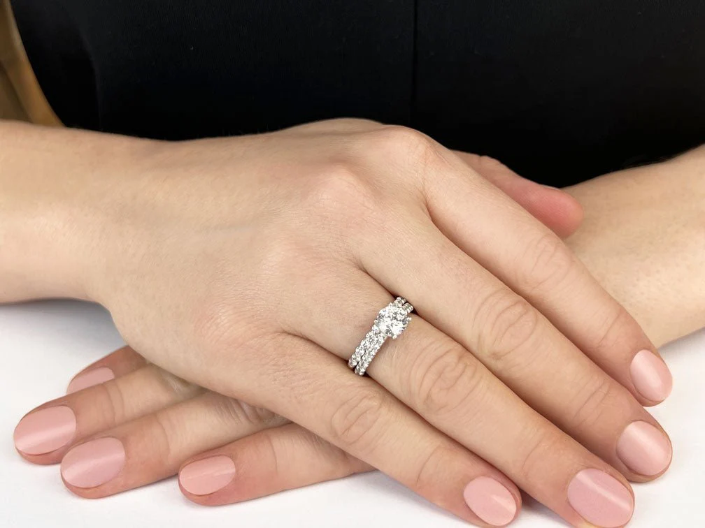 Classic Sparkle Diamond Wedding Set Diamond  with 2.46 ct. (1.50 ct. center diamond) - Image 3