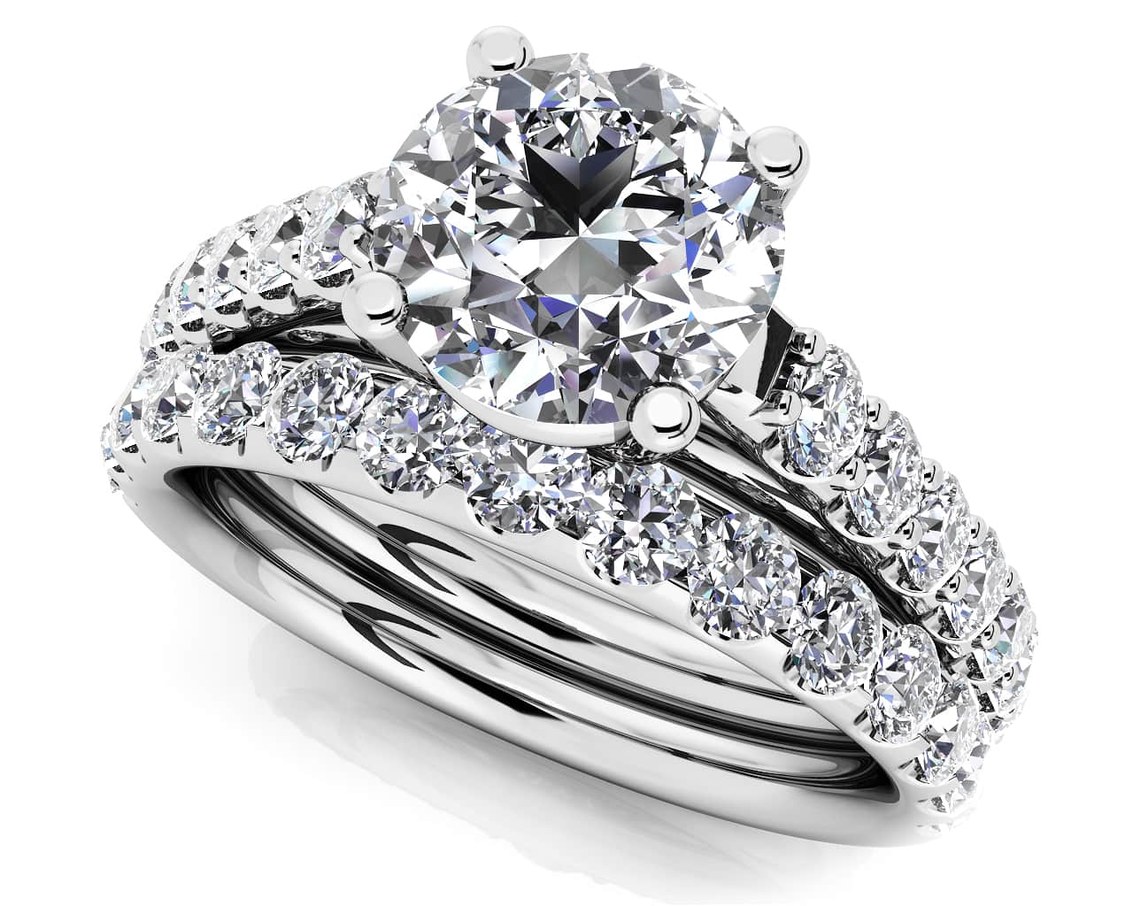 Classic Sparkle Diamond Wedding Set Lab-Grown Diamond with 2.46 ct. (1.50 ct. center diamond)