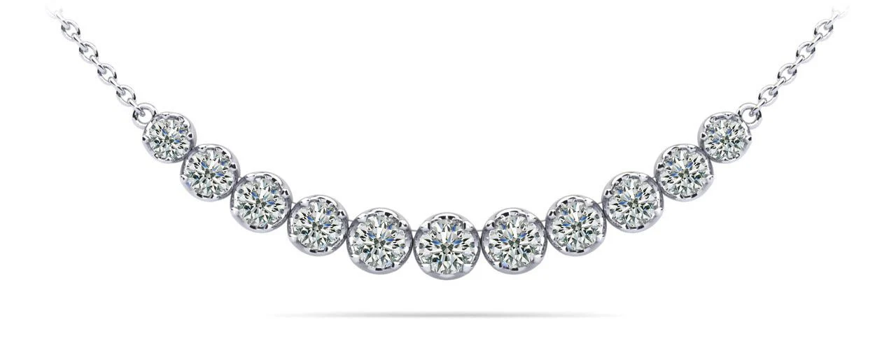 Classic Strand Necklace With Graduated Diamonds And Diamond Chain  with 0.99 ct.(finished)