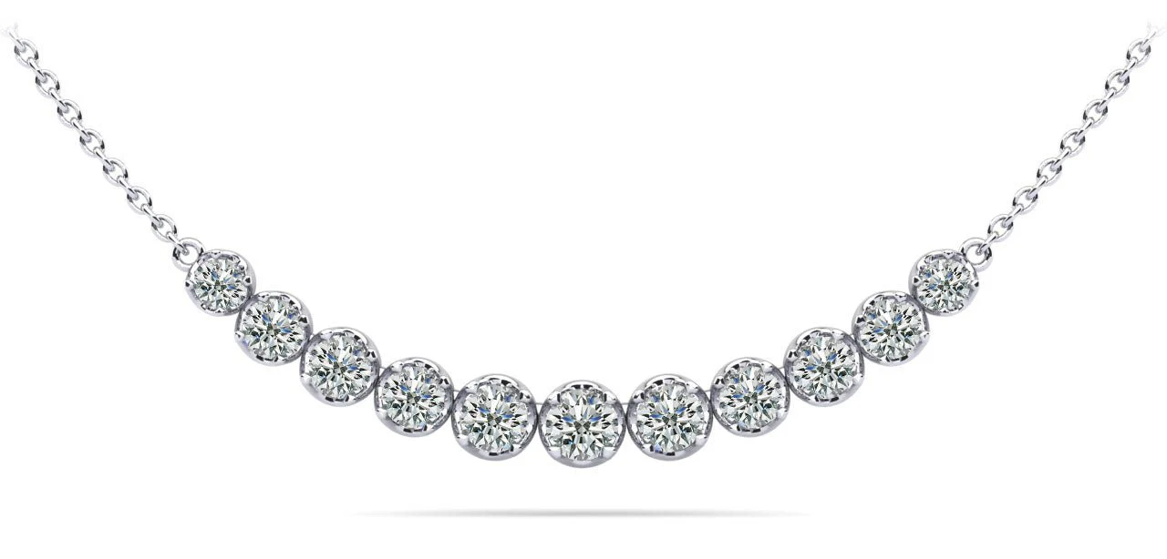 Classic Strand Necklace With Graduated Diamonds And Chain Lab-Grown Diamond with 3.07 ct.(finished) - Image 3