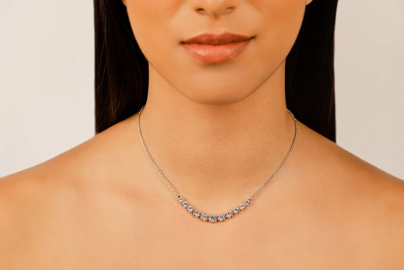 Classic Strand Necklace With Graduated Diamonds And Chain Lab-Grown Diamond with 3.07 ct.(finished) - Image 5