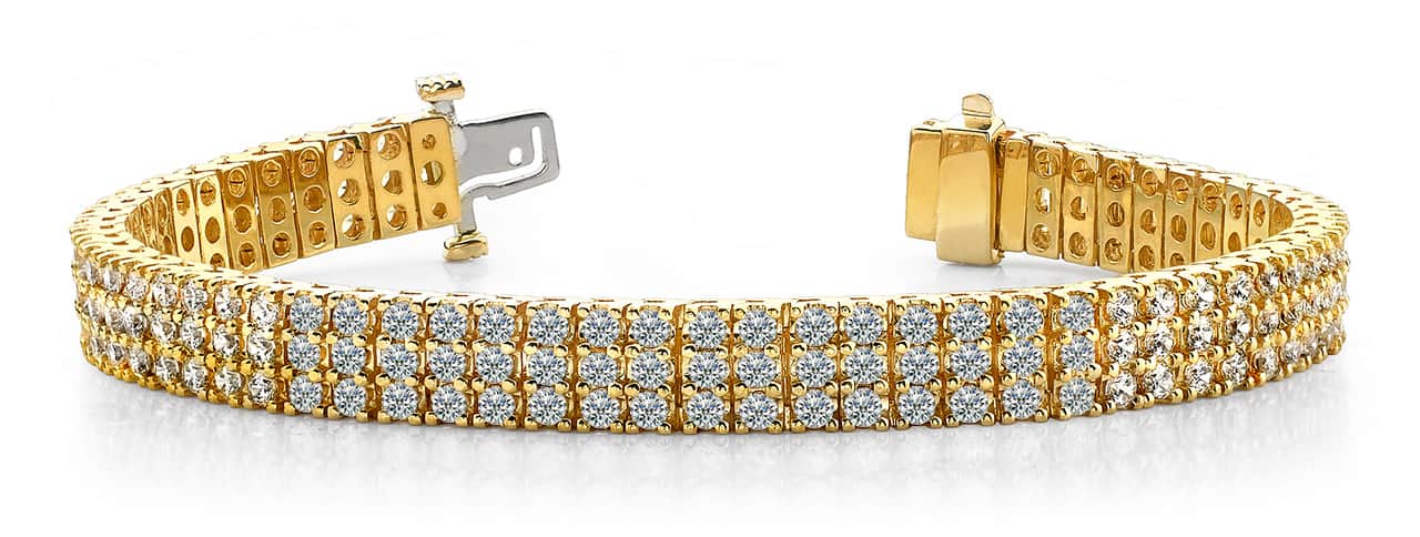 Classic Three Row Lab-Grown Diamond Bracelet with 9.72 ct.(finished) 2.5mm - Image 5
