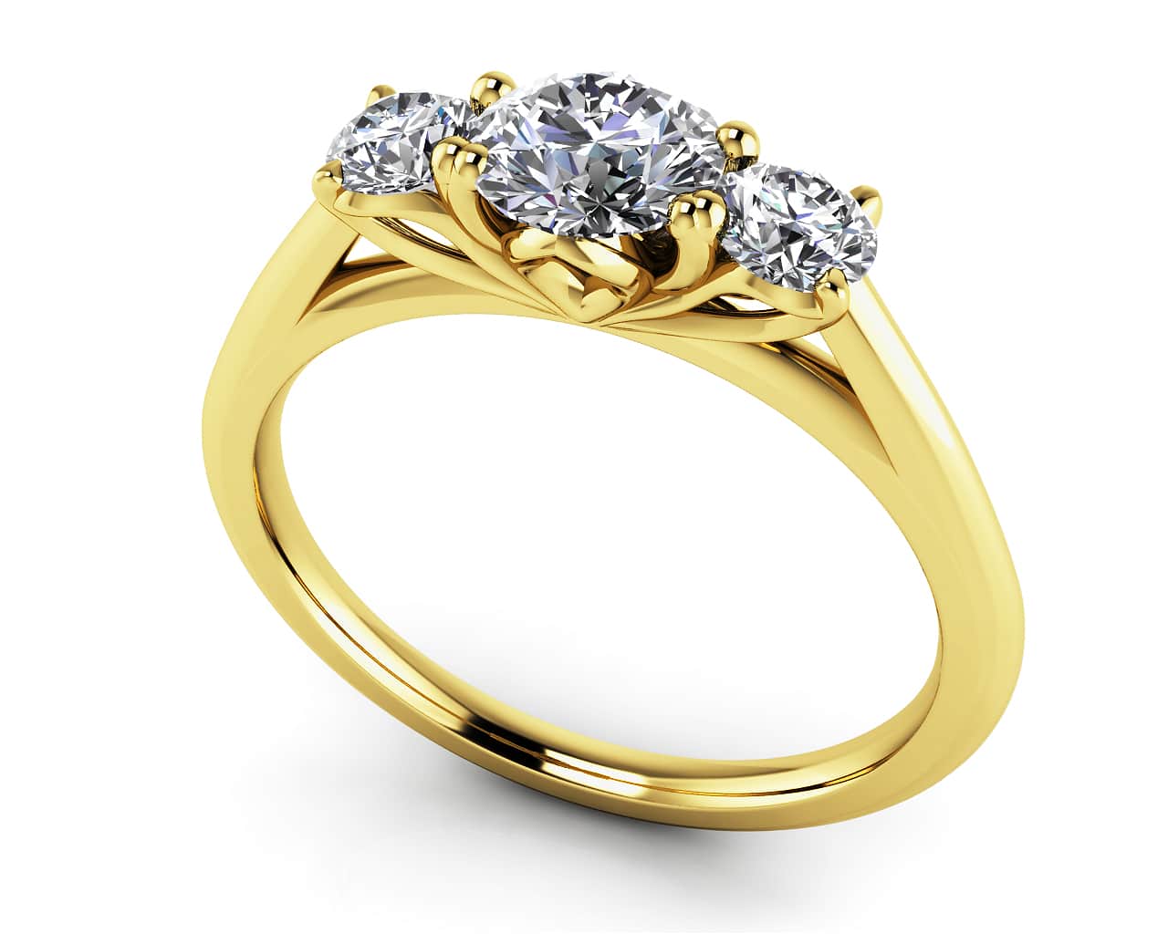 Classic Three Stone Diamond Wedding Diamond Ring with 2.16 ct. (1.50 ct. center diamond) - Image 2