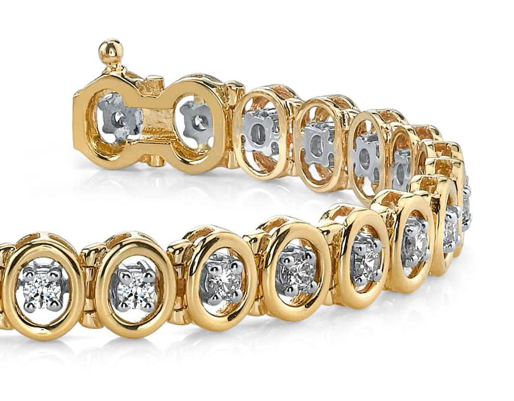Classic Two Tone Oval Link Diamond Bracelet with 1.86 ct.(finished) 2.5mm - Image 2