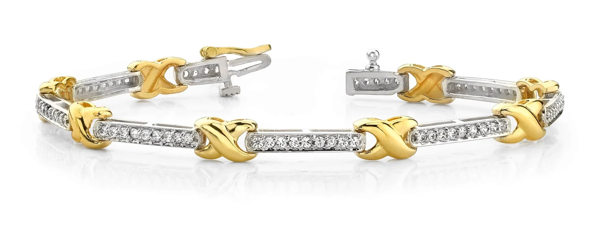 Classic Wavy X And Diamond Bracelet with 1.85 ct.(finished) 2.0mm - Image 3