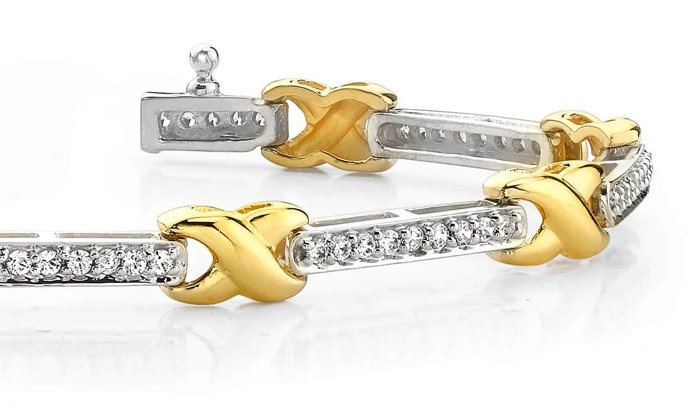 Classic Wavy X And Lab-Grown Diamond Bracelet with 1.44 ct.(finished) 1.5mm - Image 2