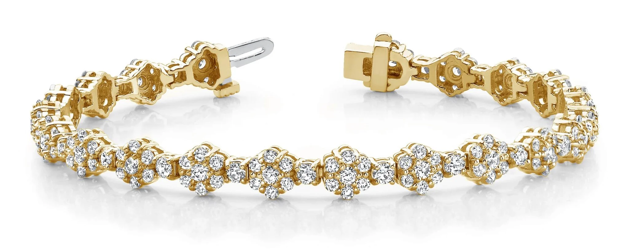 Cluster Flower Link Lab-Grown Diamond Bracelet with 4.64 ct.(finished) 1.7mm, 2.2mm, 2.5mm - Image 5
