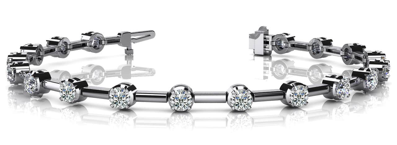 Column Link Round Lab-Grown Diamond Bracelet with 4.25 ct.(finished) 4.0mm - Image 4