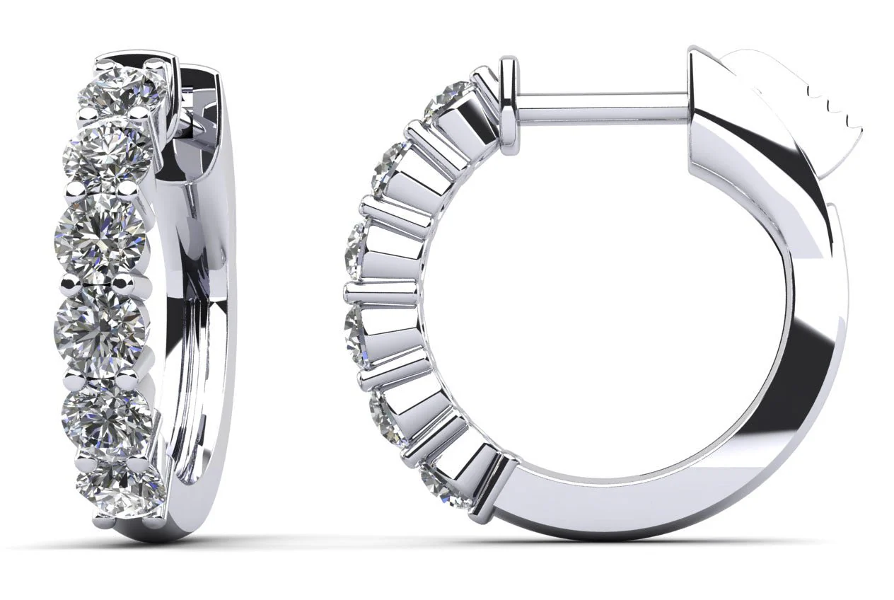 Common Prong Huggie Diamond Hoop Earrings with 0.84 ct.(finished) 2.6mm