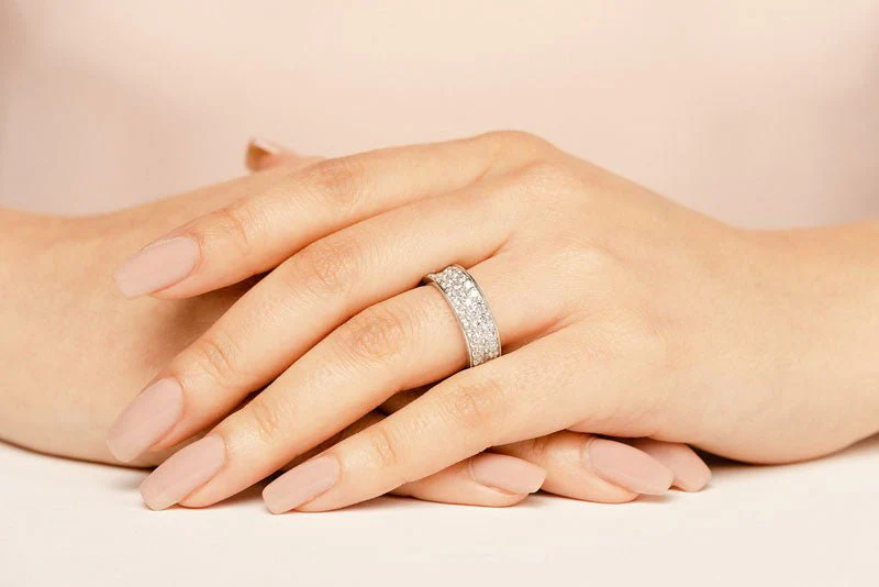 Concave 3 Row Diamond Lab-Grown Diamond Eternity Ring with 2.87 ct.(finished) 2mm - Image 5