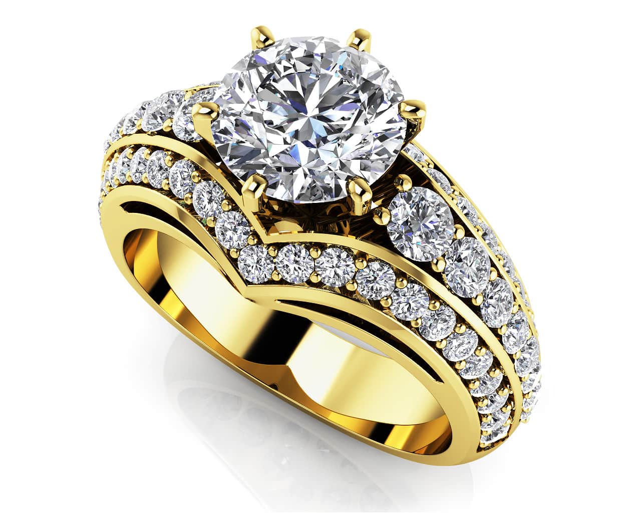 Contemporary Engagement Ring With Side Stones Diamond with 2.11 ct. (1.25 ct. center diamond) - Image 2