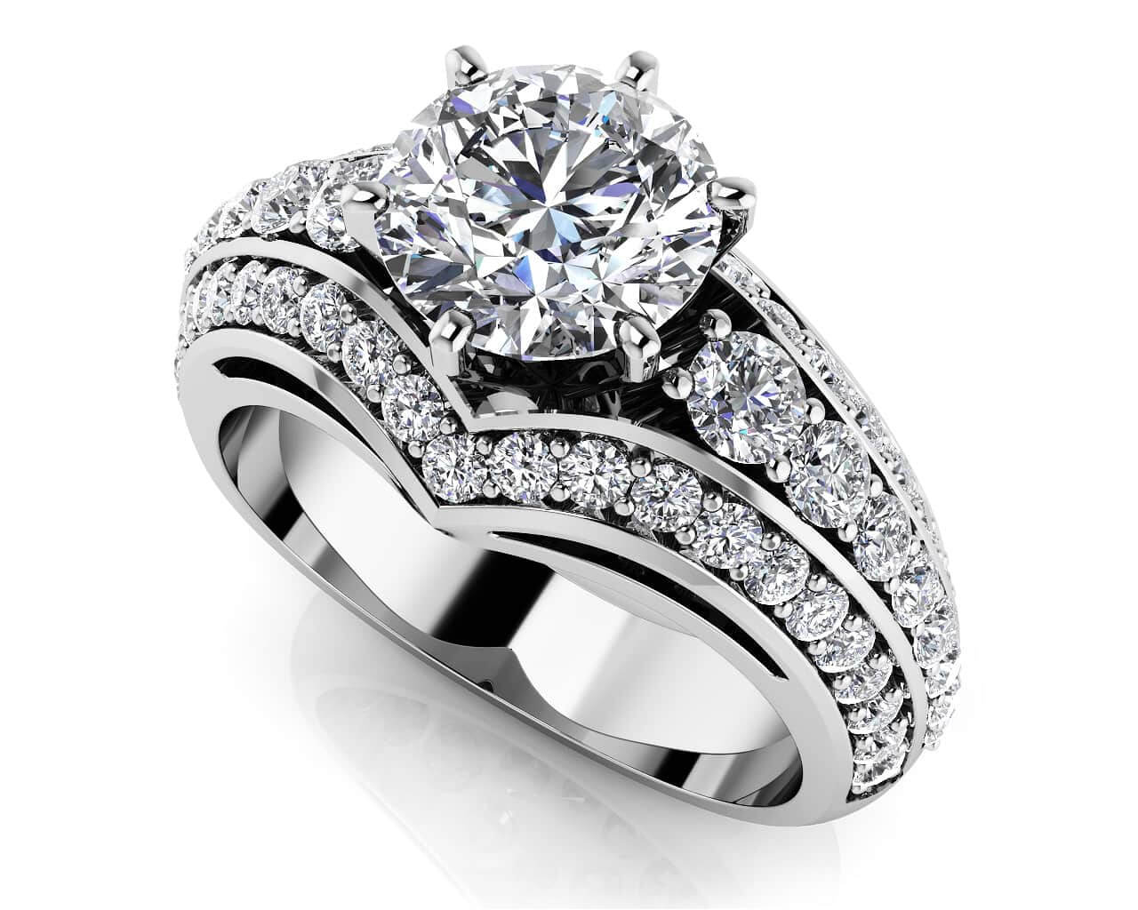 Contemporary Lab-Grown Diamond Engagement Ring With Side Stones with 2.36 ct. (1.50 ct. center diamond)