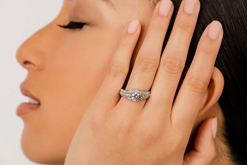 Contemporary Lab-Grown Diamond Engagement Ring With Side Stones with 2.36 ct. (1.50 ct. center diamond) - Image 4
