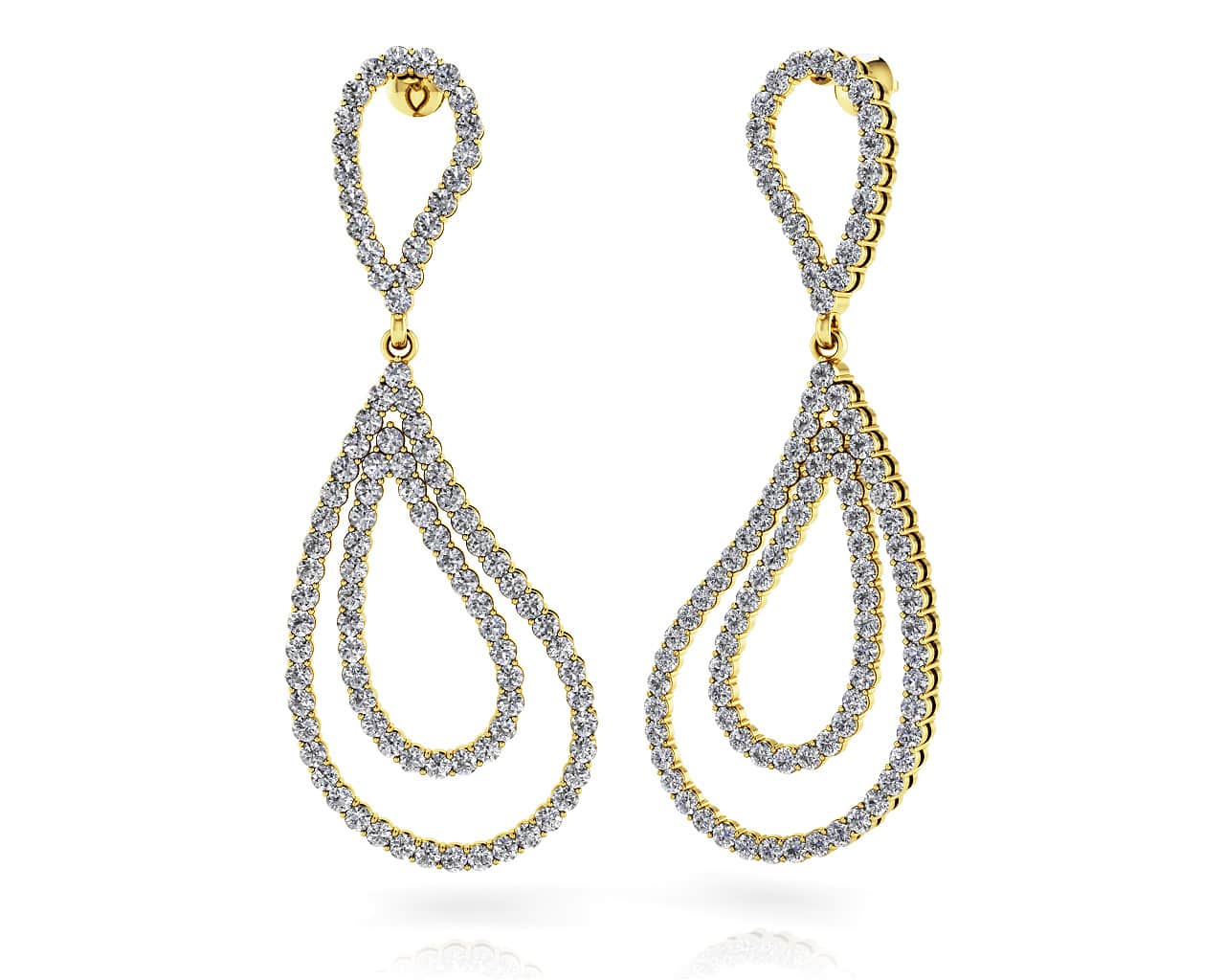 Curvy Teardrop Diamond Drop Lab-Grown Diamond Earrings with 0.72 ct.(finished) 1mm - Image 2