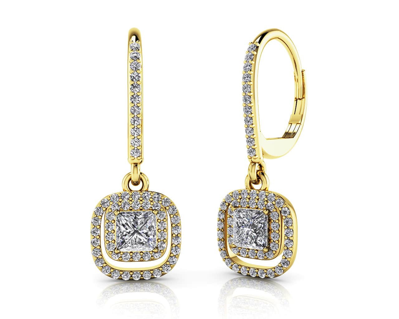 Day To Night Diamond Drop Diamond Earrings with 1.80 ct. (2X0.50 ct. center diamonds) - Image 2
