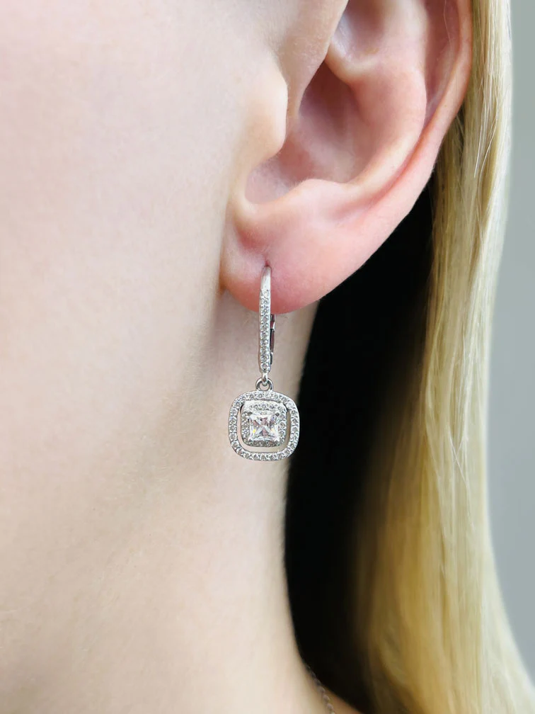 Day To Night Diamond Drop Diamond Earrings with 1.80 ct. (2X0.50 ct. center diamonds) - Image 3