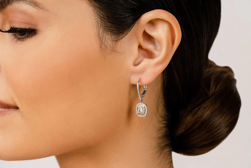 Day To Night Diamond Drop Diamond Earrings with 1.80 ct. (2X0.50 ct. center diamonds) - Image 4
