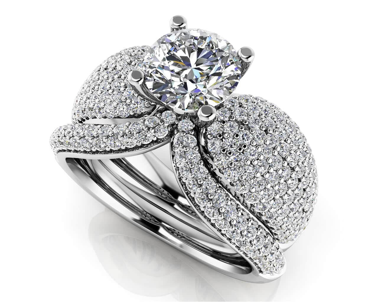 Dazzling Diamond Bridal Set With Side Stones Diamond with 2.53 ct. (1.25 ct. center diamond)