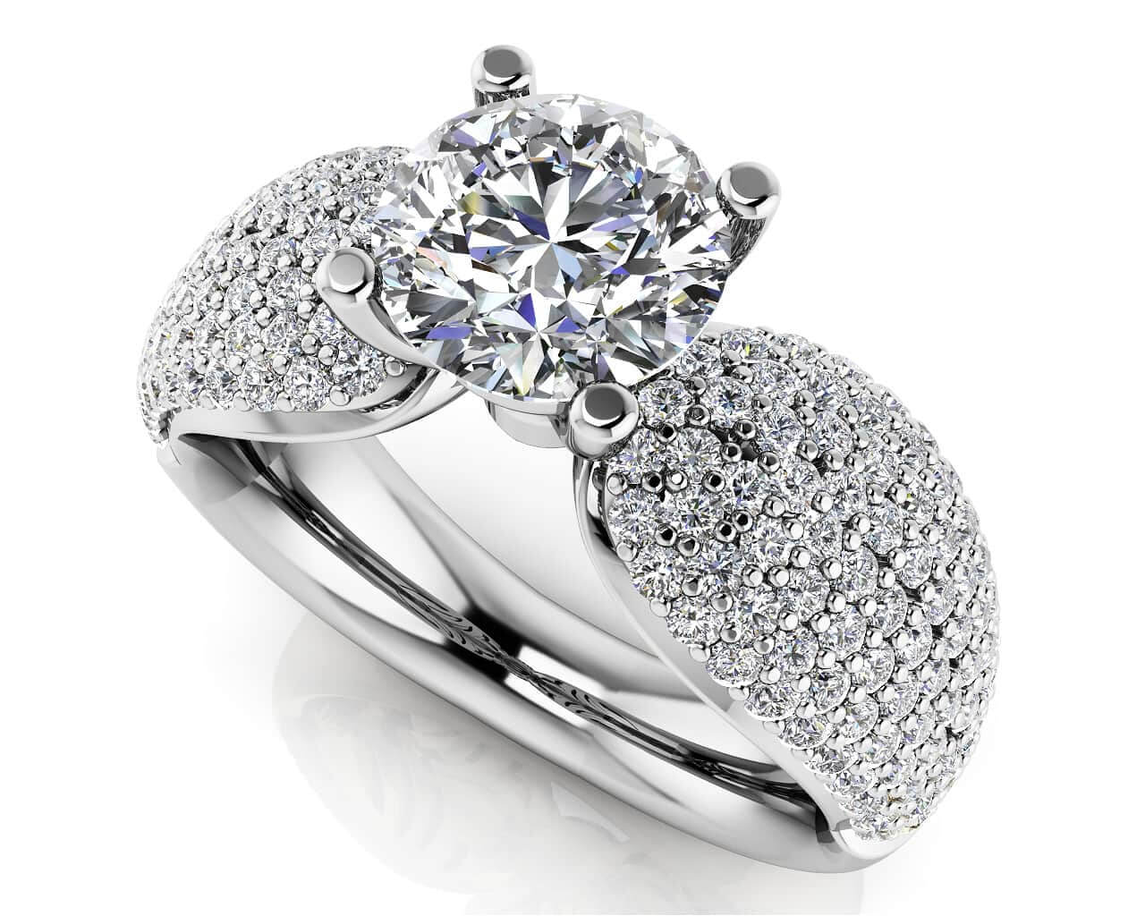 Dazzling Diamond Engagement Ring With Side Stones Diamond with 1.86 ct. (1.00 ct. center diamond)