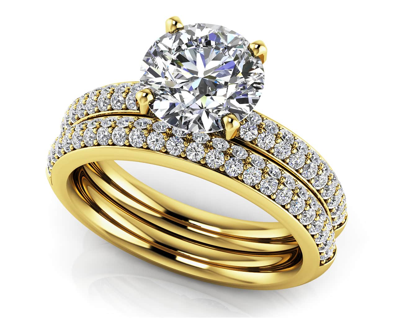 Dazzling Four Row Diamond Engagement Ring Set Diamond with 1.20 ct. (0.50 ct. center diamond) - Image 2
