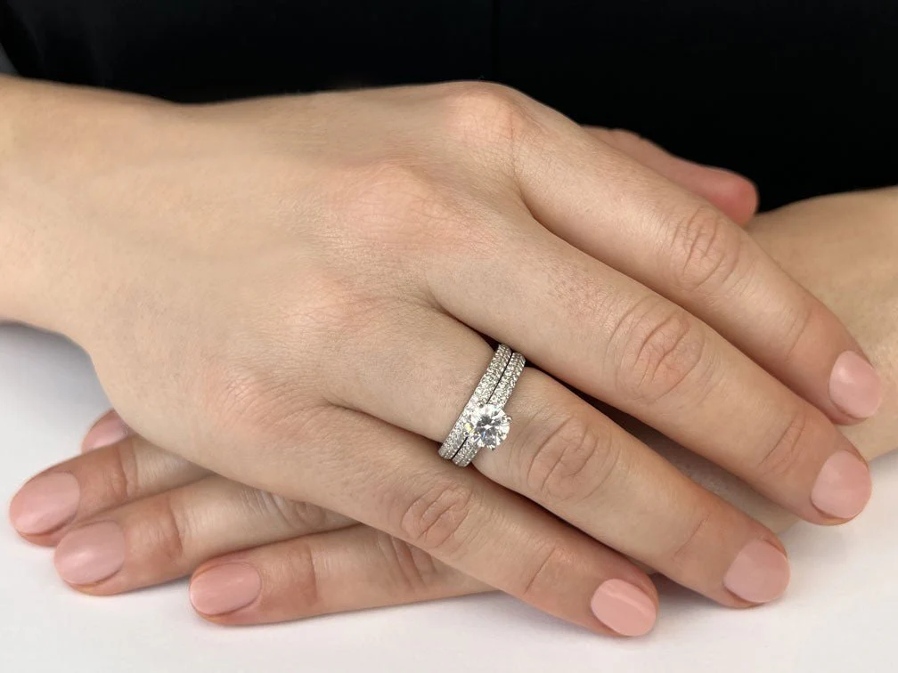 Dazzling Four Row Diamond Engagement Ring Set Lab-Grown Diamond  with 1.45 ct. (0.75 ct. center diamond) - Image 3